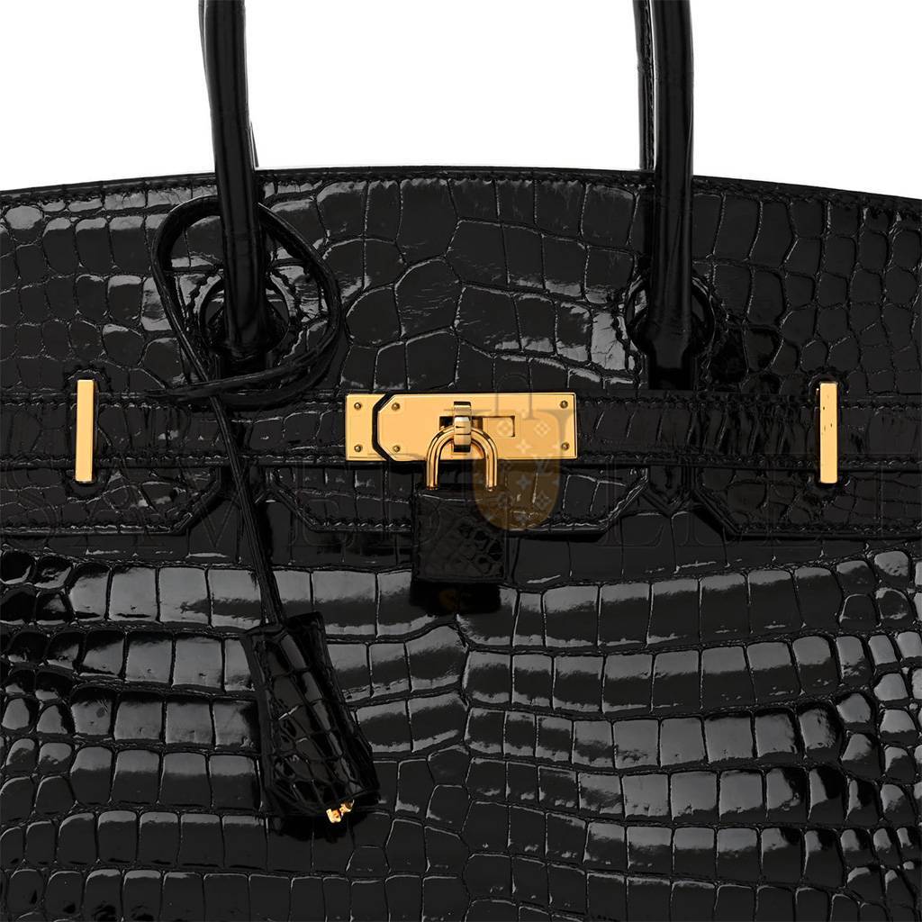 HERMES NOIR BLACK GHW NILOTICUS CROCODILE BIRKIN 30 HANDBAG (30*22*16cm)